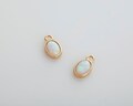 2PCS - White Opal Pendant, Opal Oval Charms, Dangle Charm, Dainty Pendants, Jewelry Making, Real 14K Gold Plated [G0128-PGWH]