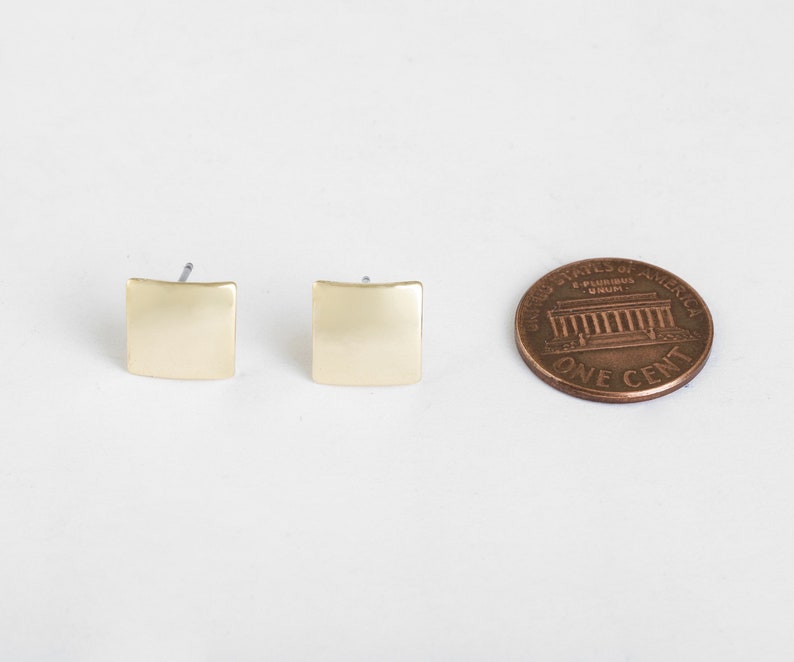 jewelry making craft supplies Polished Gold-Plated post earrings 2 Pieces MS0066-PG Square 10mm Post Earring