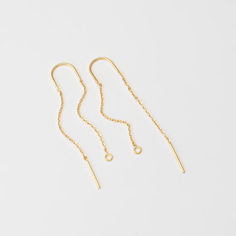 2PCS Long Chain Earring, Thin Chain Hook Earring, Jewelry Earring Supplies, Real 14K Gold & Rhodium Plated H0054 Gold