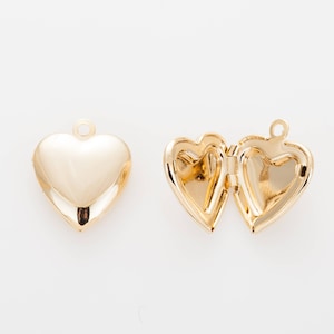 2PCS - Heart Brass Pendant, Heart Locket, Charm Gold-Plated [AA0176-PG]