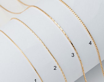 1 STÜCK - 16"+2" dünne Schlangenkette, Röhrenförmige Gliederkette, minimalistische Goldkette, echte 14K-Vergoldung [NT0072-PG]