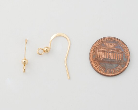 10PCS 3mm Ball Ear Hook Jewelry Earrings Ear Wires Ear wires Making Craft Supplies 14K Polished Gold Tone H0111 PG