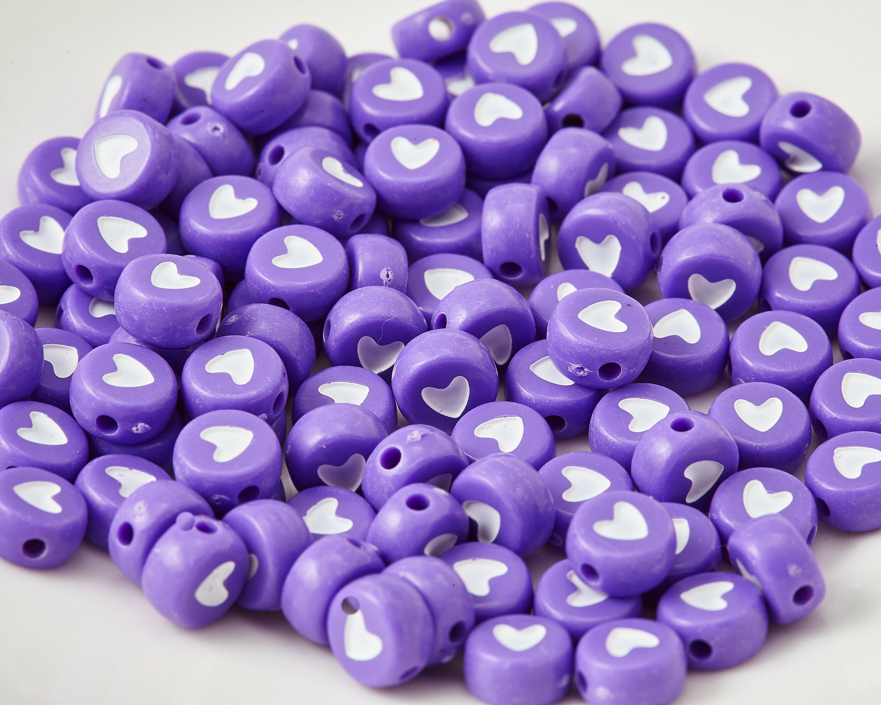 7mm Solid Multicolor Acrylic Heart Beads Round Heart Beads personalized  beads for bracelet 100pcs/bag 10314350