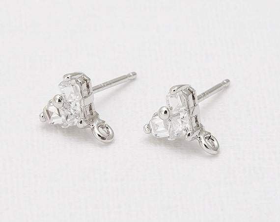 Stud Earrings 8mm Cubic Zirconia Post Rhodium Plated Sterling Silver Stud Earrings 8mm Cubic Zirconia Post Rhodium Plated Sterling Silver