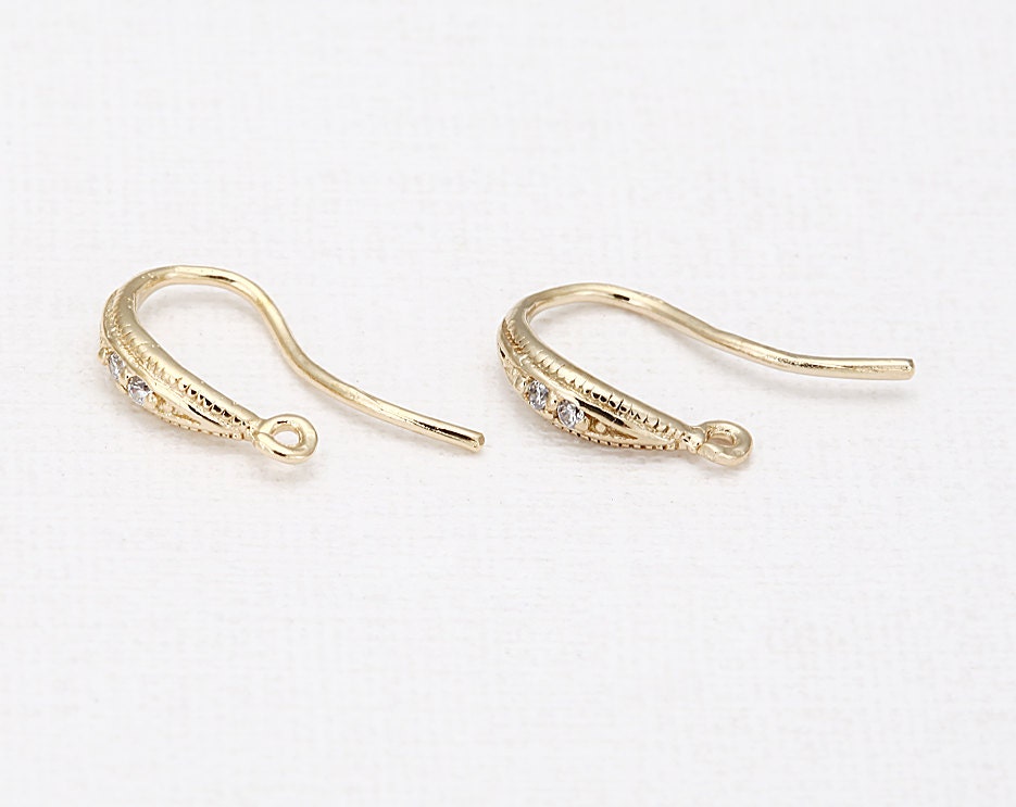 Crystal Hook Polished Gold Plated 2 Pieces H0031PG Etsy