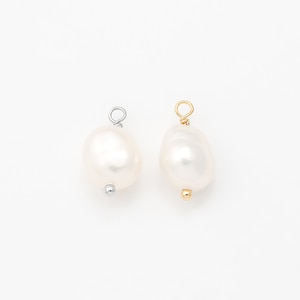 4,20PCS - Fresh water pearl charms, Baroque pearl charms, pearl charm Necklace Pendant, Real 14K Gold & Rhodium Plated [P1375]