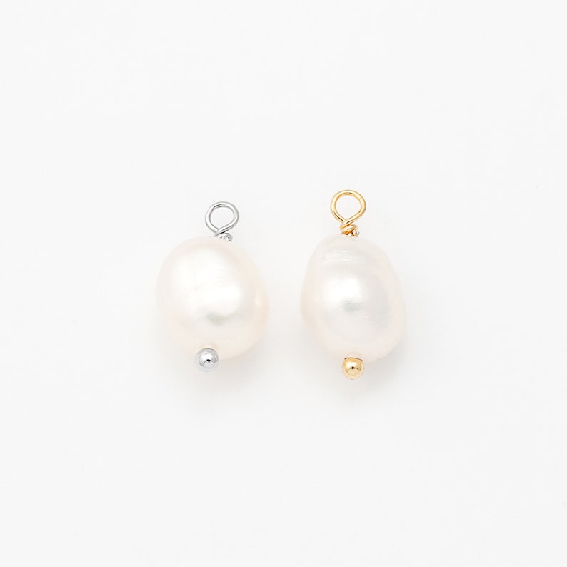 4,20PCS Fresh water pearl charms, Baroque pearl charms, pearl charm Necklace Pendant, Real 14K Gold & Rhodium Plated P1375 image 1