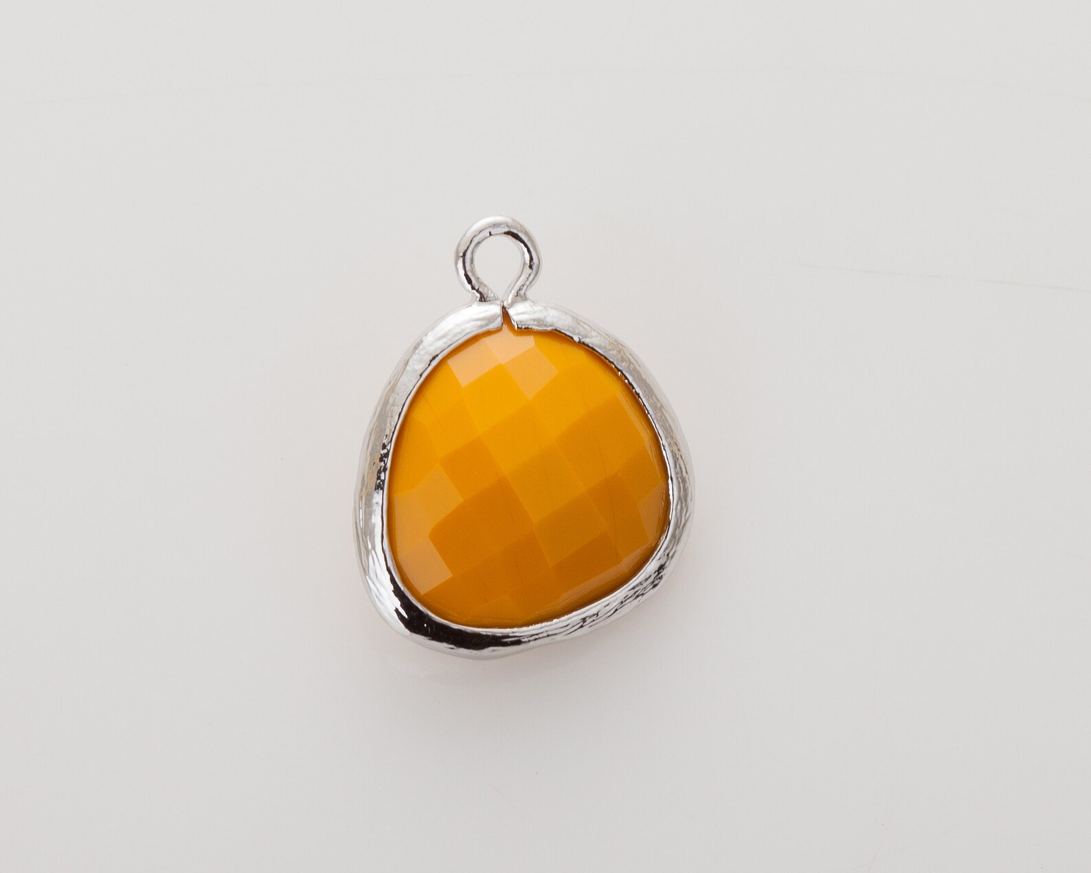 1PC Mustard Glass Pendant Polished Rhodium Plated Etsy