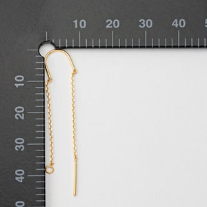 2PCS Long Chain Earring, Thin Chain Hook Earring, Jewelry Earring Supplies, Real 14K Gold & Rhodium Plated H0054 image 4