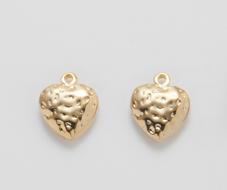 P1080-PG Polished Gold-Plated 2 Pieces Gold heart charm,Heart charm Jewelry Making