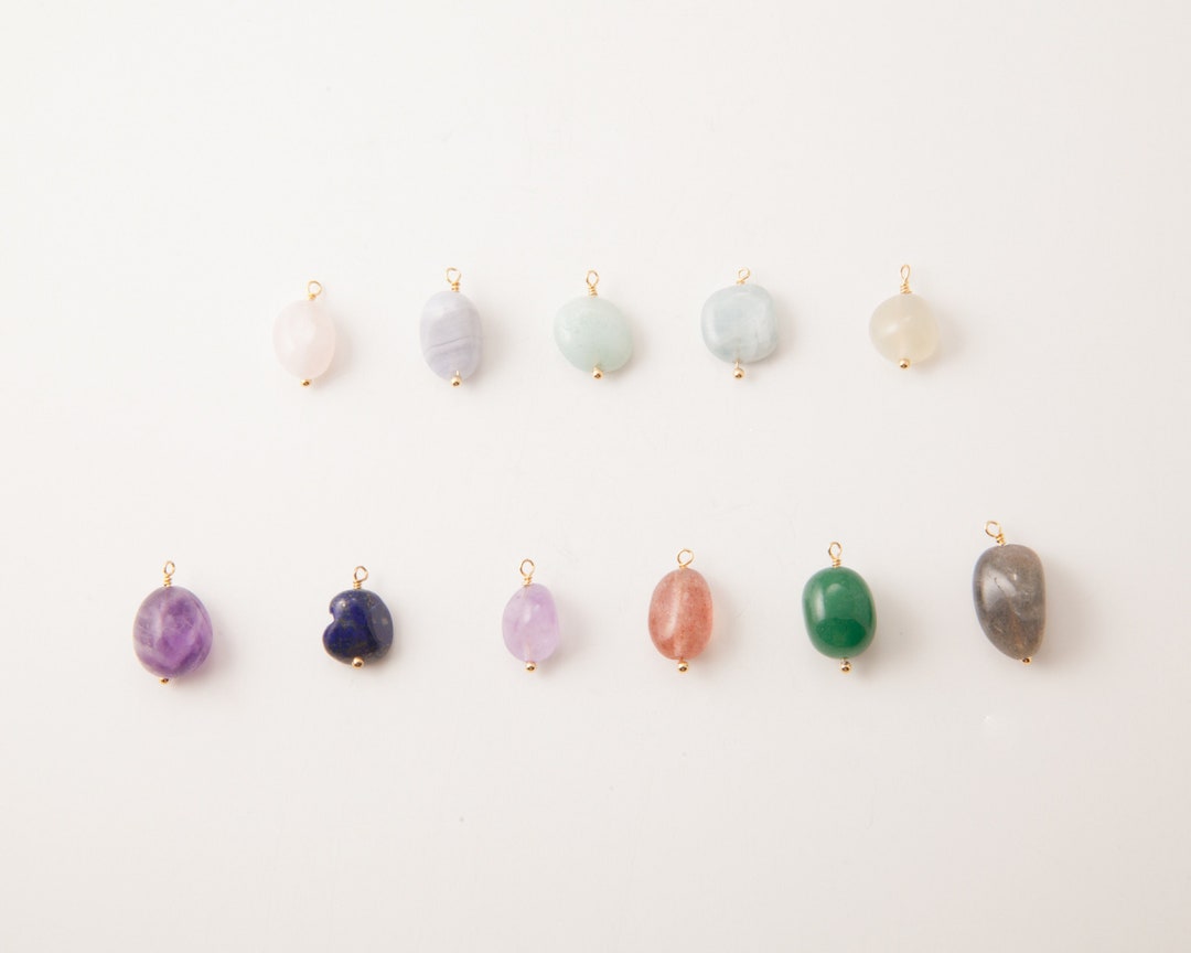 4pcs - Gemstone Charms(large), Healing Charms, Gemstone Charm Necklace ...