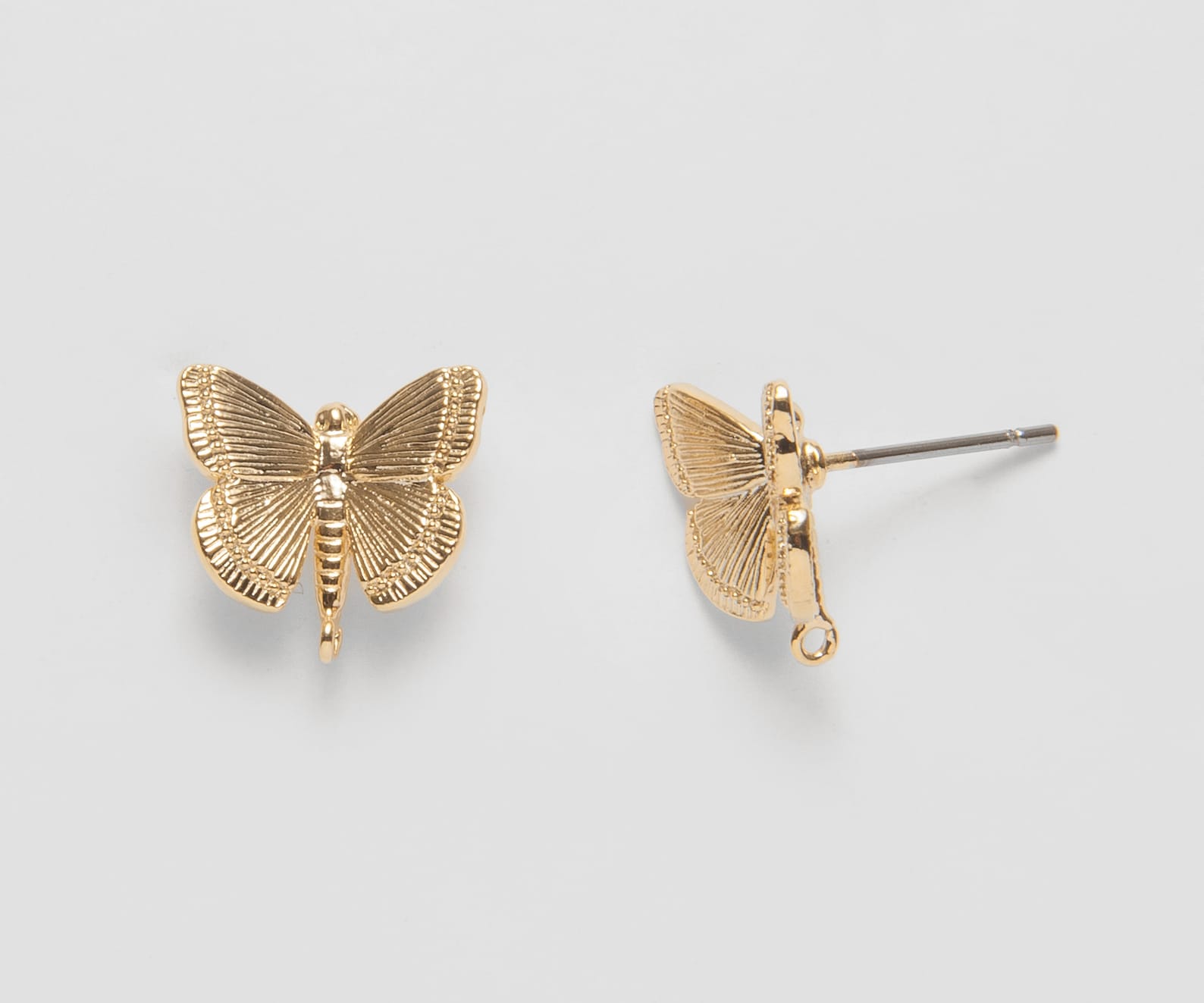 2PCS Butterfly Post Earrings Real 14K Gold Plated - Etsy