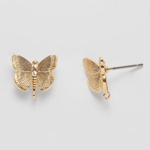 4PCS - Butterfly Post Earrings, Gold Butterfly Stud Earrings, Real 14K Gold Plated [E0523-PG]