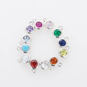 4PCS - 3mm CZ Birthstone Charm , 3mm CZ  Birthstone Pendant, Personalized Jewelry, Gift for Mom, Rhodium-plated [P0368-PR]