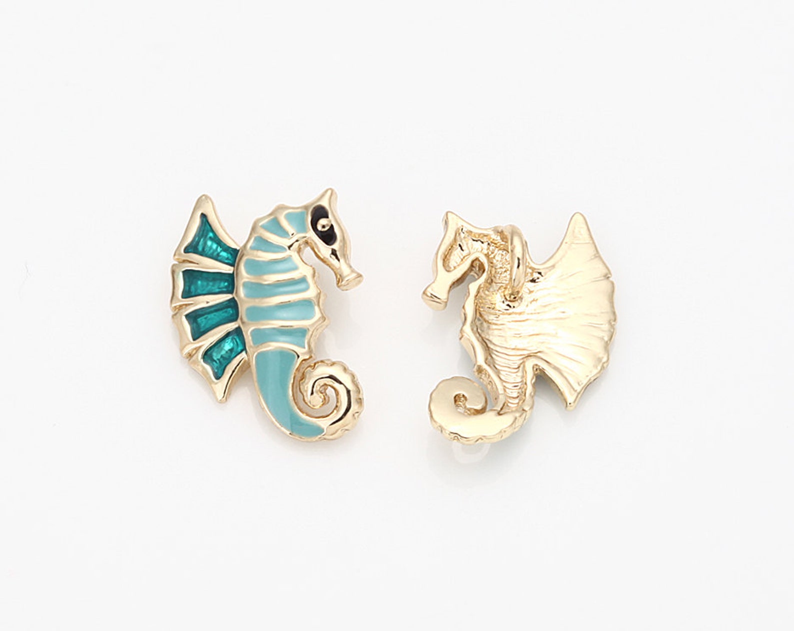 Blue Epoxy Hippocampus Brass Pendantjewelry Supplies | Etsy