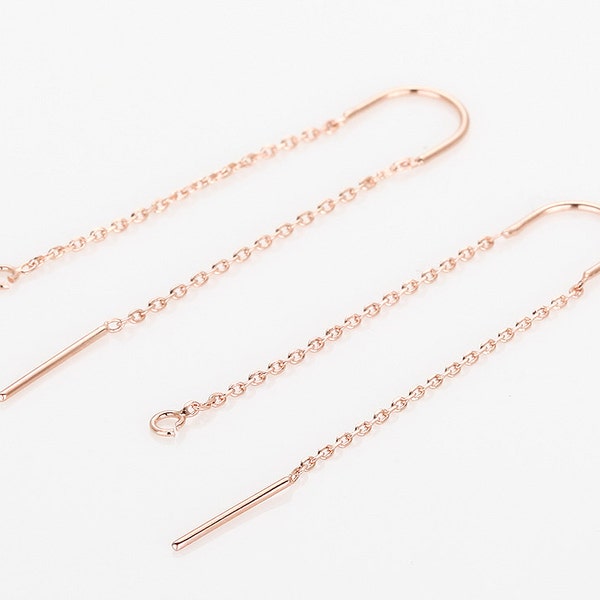 4PCS - Long Chain Earring, Chain Hook Earring, Jewelry Earring Supplies Polished Rose Gold Plated  [H0054-PRG]