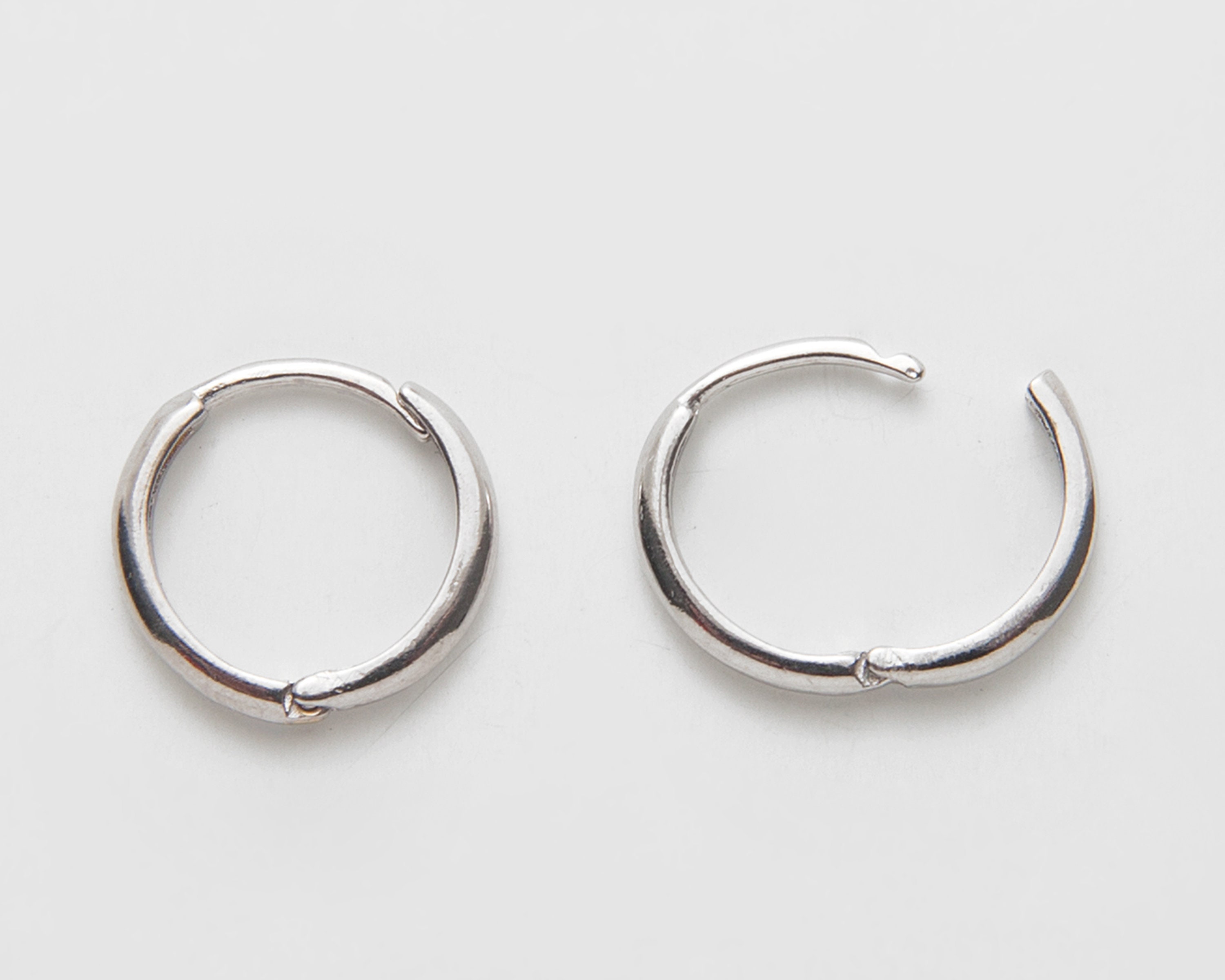10mm Sterling Silver plain Hoop earrings 925 Silver post Etsy
