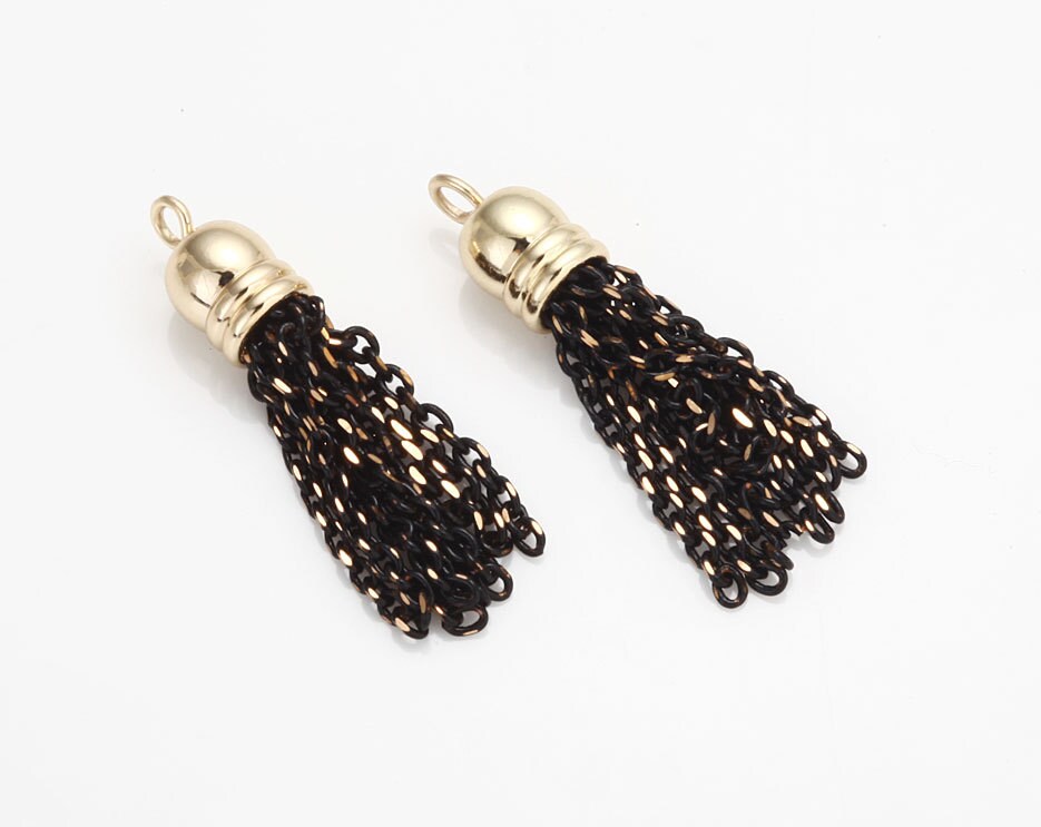 Chain Tassel Pendant Polished Gold and Gun Metal MixedPlated Etsy