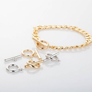 4SET - 15mm Outer, 2.5mm Thick Toggle Clasp, making bracelet, jewelry craft, 14K Gold Tone [LT0018-PG]