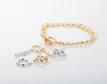 4SET - 15mm Outer, 2.5mm Thick Toggle Clasp, making bracelet, jewelry craft, 14K Gold Tone [LT0018-PG]