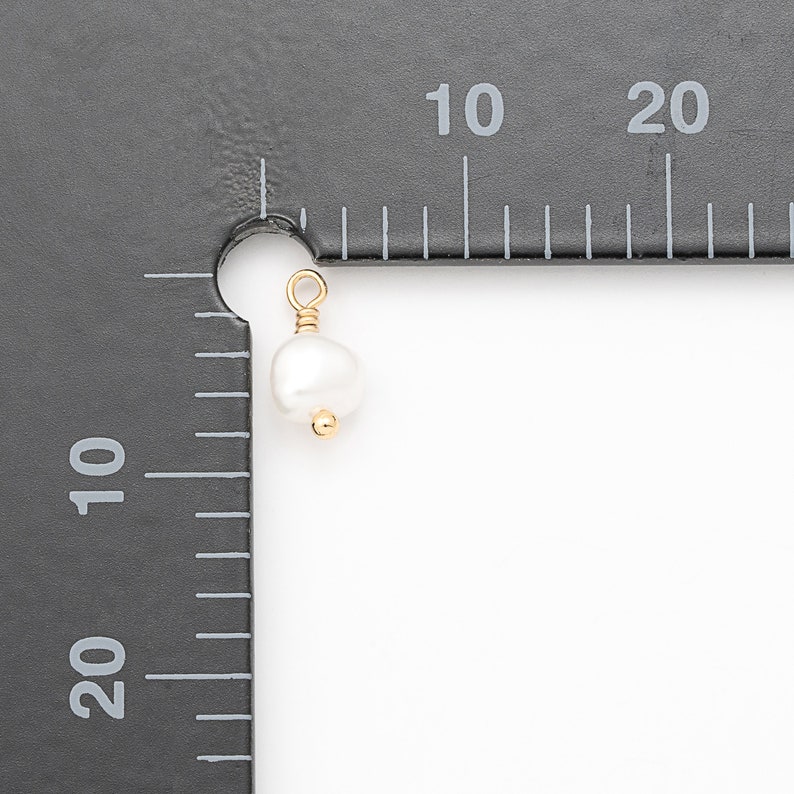 4,20PCS Tiny Fresh water Pearl Dangle Pendant, Tiny pearl charm, Making jewelry, Charm, Real 14K Gold & Rhodium Plated P0952 image 6