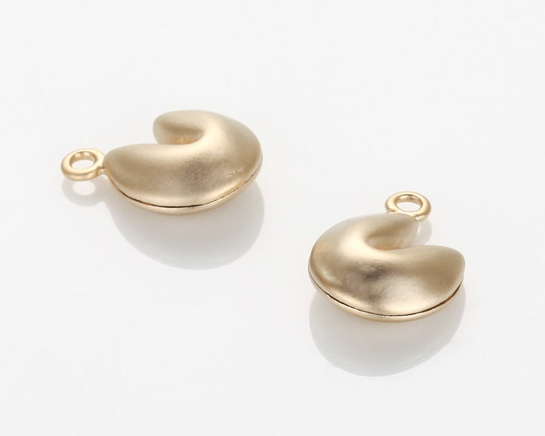Fortune Cookie Pendant Matte Gold Plated 2 Pieces Etsy