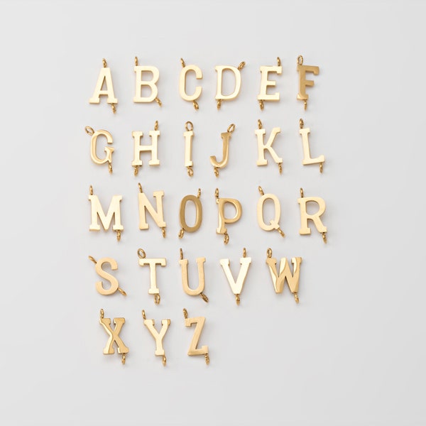 4PCS - A~Z Stainless Steel Initial Alphabet Connector, Alphabet Letter Personalized Necklace Jewelry Making, 14K Gold Plated [CB0258-PG]