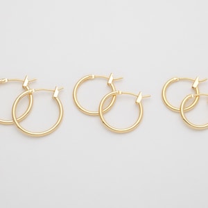 6PCS - 14,16,18mm Gold Hoop Earrings, Lever-back Dangle Earrings, French Clip Huggie Hoop, Gold Hoops, 14K Gold Tone [E0624-PG]