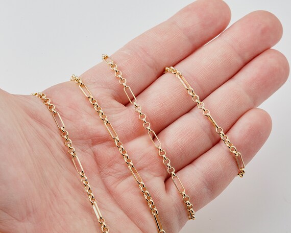 50cm Jewelry Supplies link chain Craft Supplies Link Chain 14K Polished Gold Plated over Brass CH0330 PG
