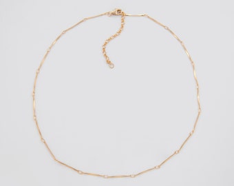 1 PC -14" Finished Chain with Lobster Clasp, Jewelry Necklace curb Chain, 14K GOLD Plated, basic Chain [NT0010]