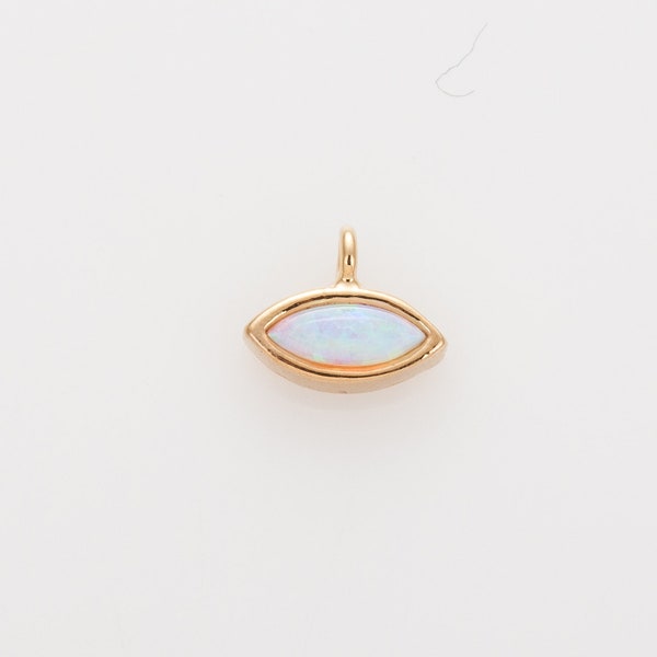 2PCS - White Opal Pendant, Ellipse shape Pendants, Dainty Dangle Charms, Opal Charm, Jewelry Making, Real 14K Gold Plated  [G0255-PGWH]