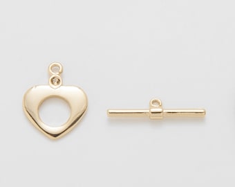 2PCS - Heart Clasp, Clasp, 14K POLISHED Gold Plated <Clasp-4-PG>