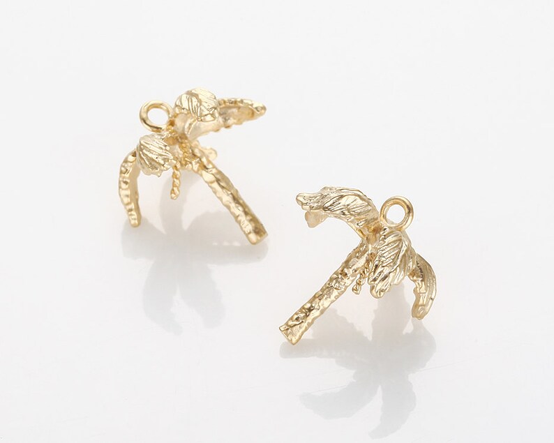 Palm Tree Pendant Matte Gold Plated 2 Pieces AA0135MG Etsy