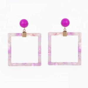 2PCS Pink Tortoise Pendant Cellulose Acetate, 29x29 connector charms, Resin Acrylic pendant, Pink Pendant AT0004-PK image 2