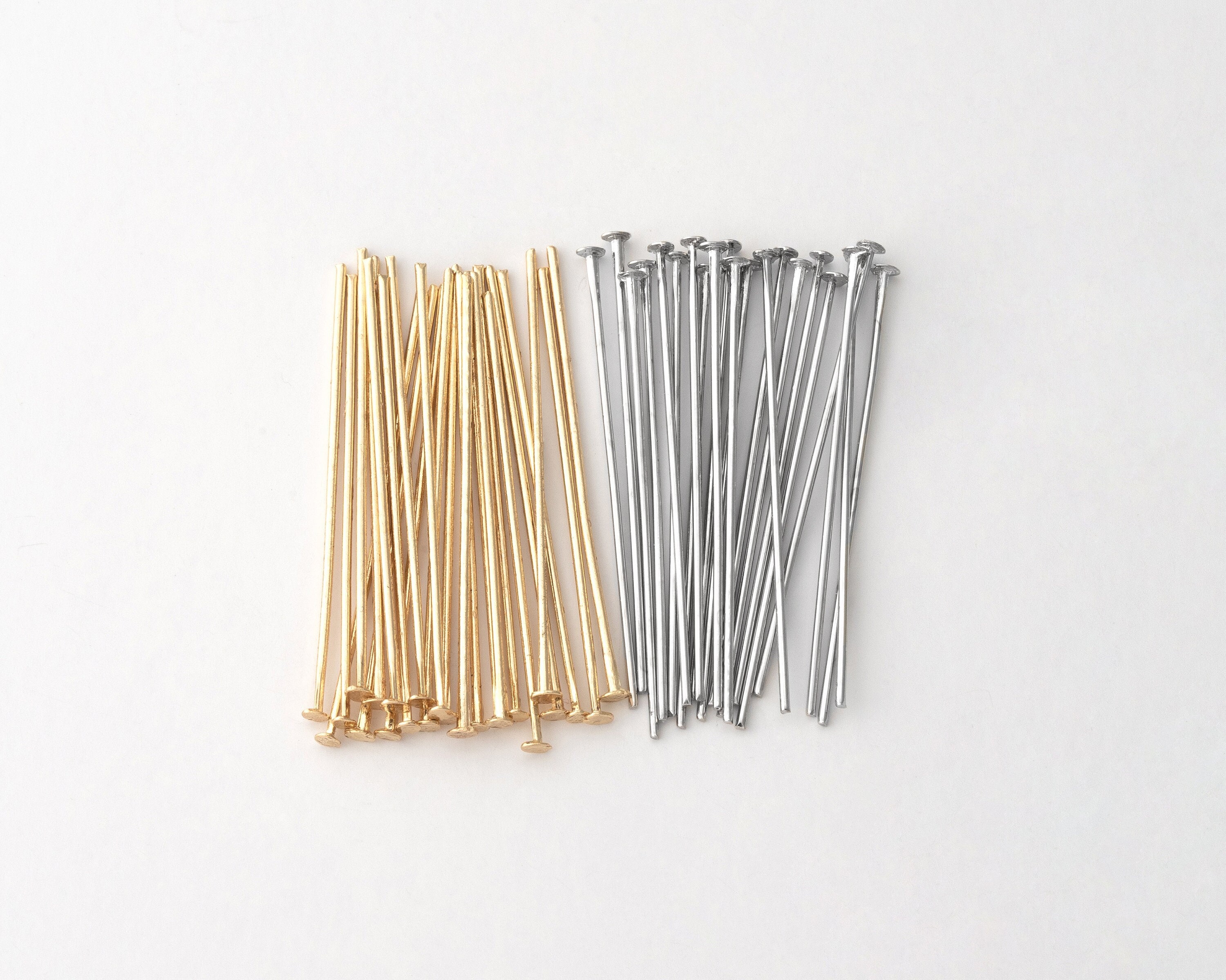 100PCS Head Pin Basic Supplie, T-pins, Head Pin 30mm by 0.6mm, Jewelry  Making, Charm Making, Real 14K Gold & Rhodium Plated headpin-630 