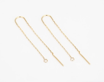 4PCS - Pendiente de cadena larga, Pendiente de gancho de cadena, Suministros de pendientes de joyería, Chapado en oro real de 14K [H0054-PG]