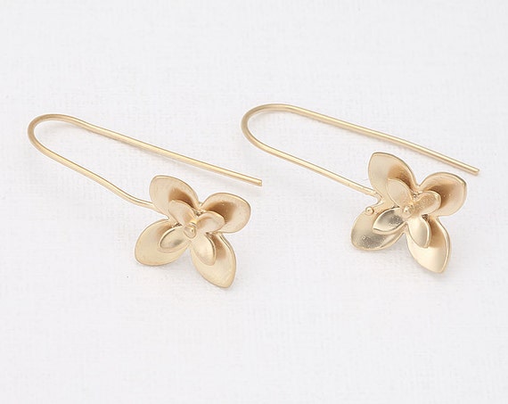 Flower Ear Hook Matte Gold Plated 2 Pieces H0014-MG | Etsy
