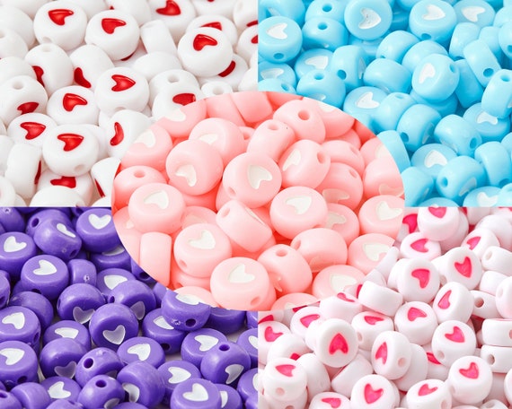 50/100Pcs Red Love Heart Beads Polymer Clay Beads Soft Pottery Spacer Beads  for Jewelry Making DIY Bracelet Necklace Accessorie