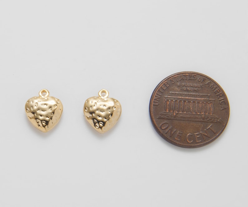 P1080-PG Polished Gold-Plated 2 Pieces Gold heart charm,Heart charm Jewelry Making