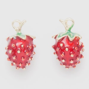 4PCS - Strawberry Pendants Fruit Charm, Fruit Charm, Enamel Charm, 14K Gold Plated  [GD0029-PG]