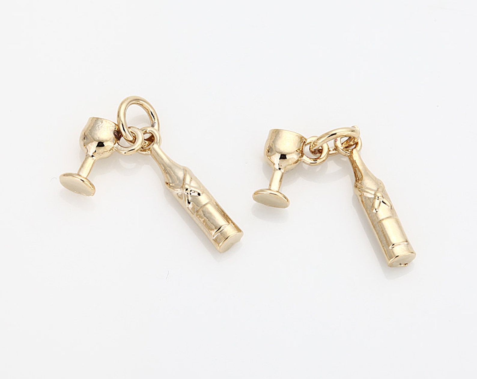 Wine&Wine Glass Pendant Polished GoldPlated 2 Pieces Etsy