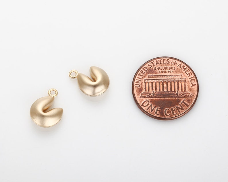 Fortune Cookie Pendant Matte Gold Plated 2 Pieces Etsy