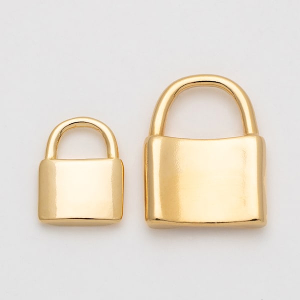 4PCS - Gold Padlock Charm Pendants, Gold Lock Pendants, Gold Lock Charm Jewelry Making, Real 14K Gold Plated [P1023-PG]