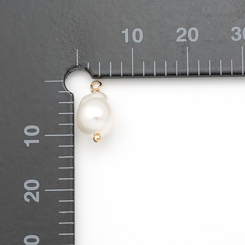 4,20PCS Fresh water pearl charms, Baroque pearl charms, pearl charm Necklace Pendant, Real 14K Gold & Rhodium Plated P1375 image 4