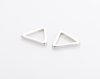 4PCS - 10MM Triangle Pendant(Small), Geometric jewelry Supplies Polished Rhodium - Plated [P0573-PR]
