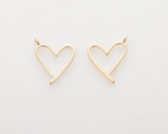 2PCS Open Heart Pendant Wedding Jewelry Matte Gold-plated | Etsy