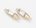 2PCS - Stud Point Crystal Rectangle Beads Prong Setting Pendant,Jewelry Making, 14K Polished Gold Tone [PS0033-PG]