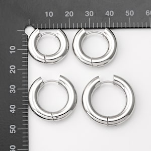 2PCS 10,12,14,16mm Round Huggie Hoop Earrings, 5mm thickness Steel Hoops, 316 Stainless Steel, High Quality Vacuum Plated H00995 image 7