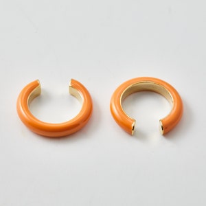 2PCS Ear Cuff, Dainty Ear Cuff, Enamel Ear Cuff, Colorful Ear Cuff, Epoxy Ear Cuffs, Real 14K Gold Plated E0669-PG Orange