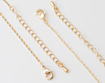 1PC - 16"+2" Heart Link Finished Chain Necklace, Mini Round Shape Chain, Unique Link Minimalist Necklace, Real 14K Gold Plated [NT0069-PG]